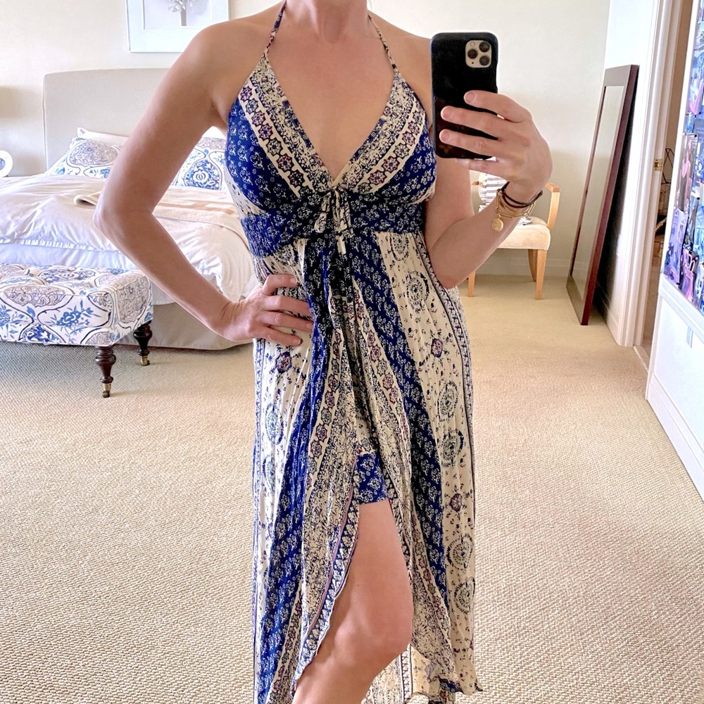 Halter floral dress with attached shorts Small